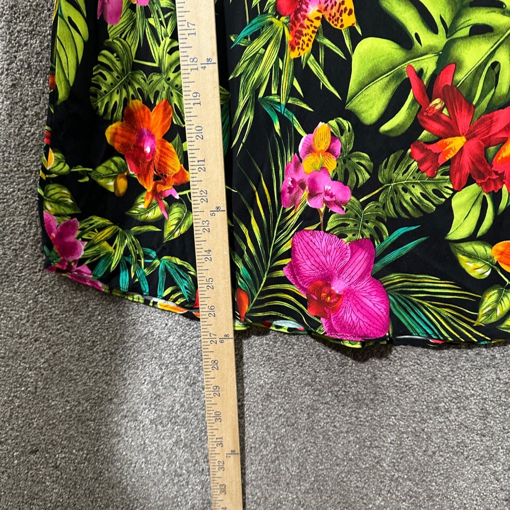 VTG Clio Midi Skirt Medium Tropical Floral Rayon Hawaiian Tiki Cruise Resort - Picture 5 of 7